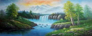 夏の中国の風景の滝 Oil Paintings